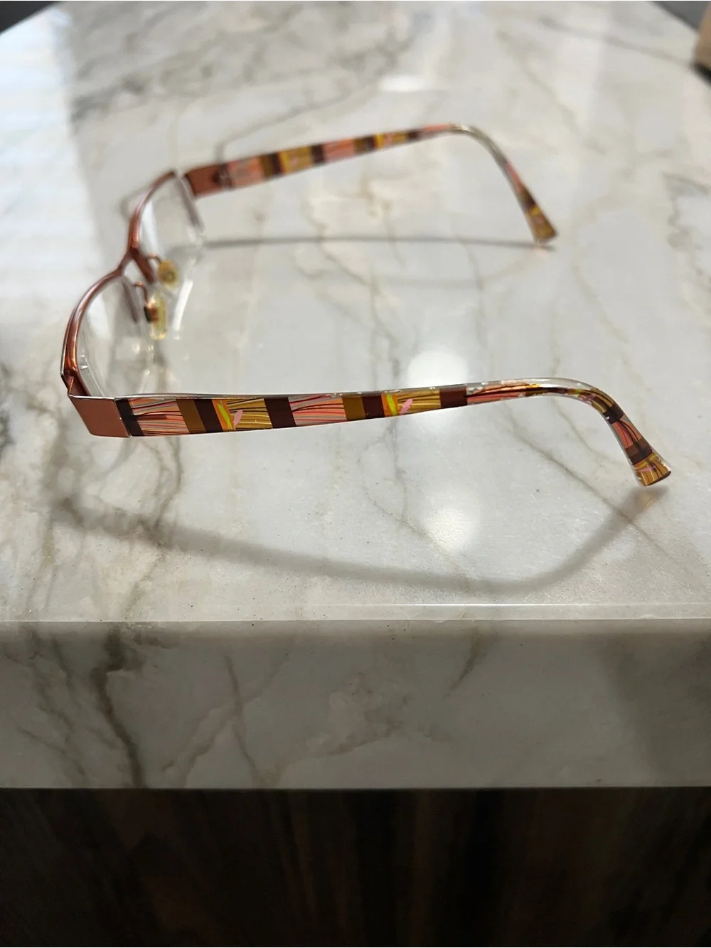 Women's FYSH UK Semi-Rimless Reading Glasses in Brown with Gold Accents
